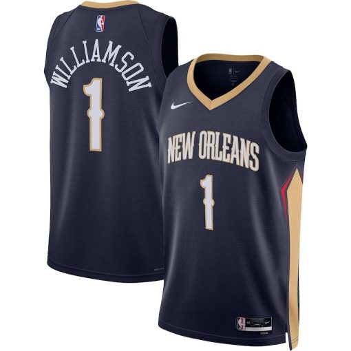 Nike New Orleans Pelicans #1 Zion Williamson Unisex Swingman Jersey - Icon Edition - Navy - Image 2